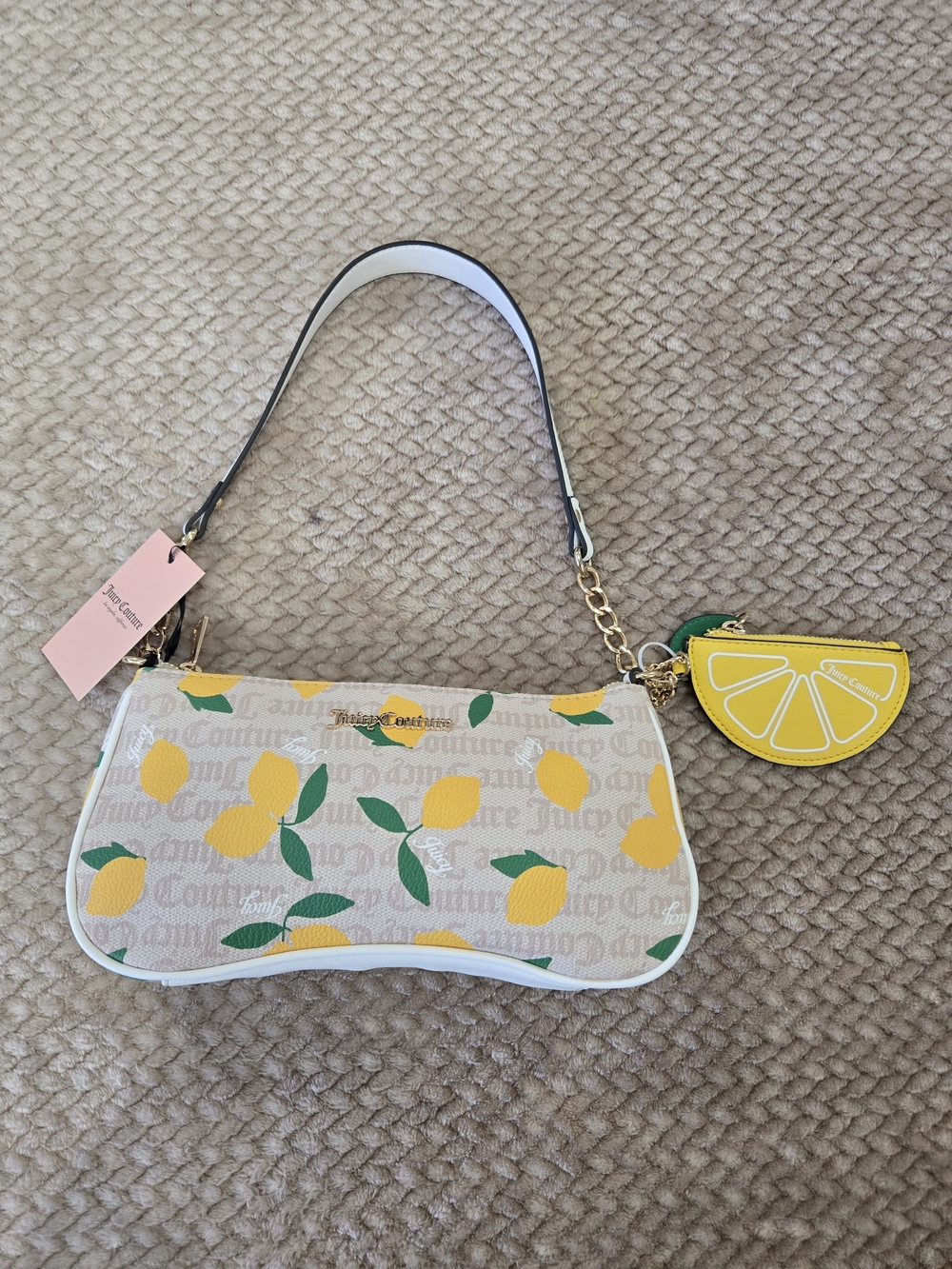 Juicy Couture Fruitful Lemon Print Shoulder Bag NWT ๐ Sandstone Multi - Picture 8 of 15